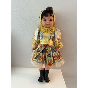 Vintage 16" Vinyl Doll Folk Dress European Style Handmade Outfit
